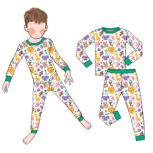 Latest Hot Sale Custom Bamboo Fiber Kids Long Sleeve Pants Spring Autumn Set Toddler Sleepsuit  Clothes
