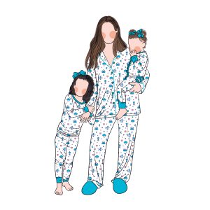 Summer Outside Wear Breathable Bamboo Long Sleeve T-shirt and Pants Family Cloth Set Colorful Print Family Cloth Set