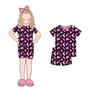 Custom Cool and Comfortable Summer Girls Short Sleeves T-Shirt Top and Shorts Clothing Set for Baby Girls