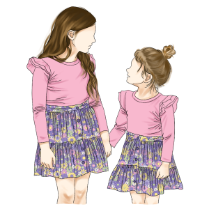 New Arrival 2025 Trending Toddler Vintage  Floral Patterns Solid Ruffle Top Floral Skirt Baby Girls Clothing Set