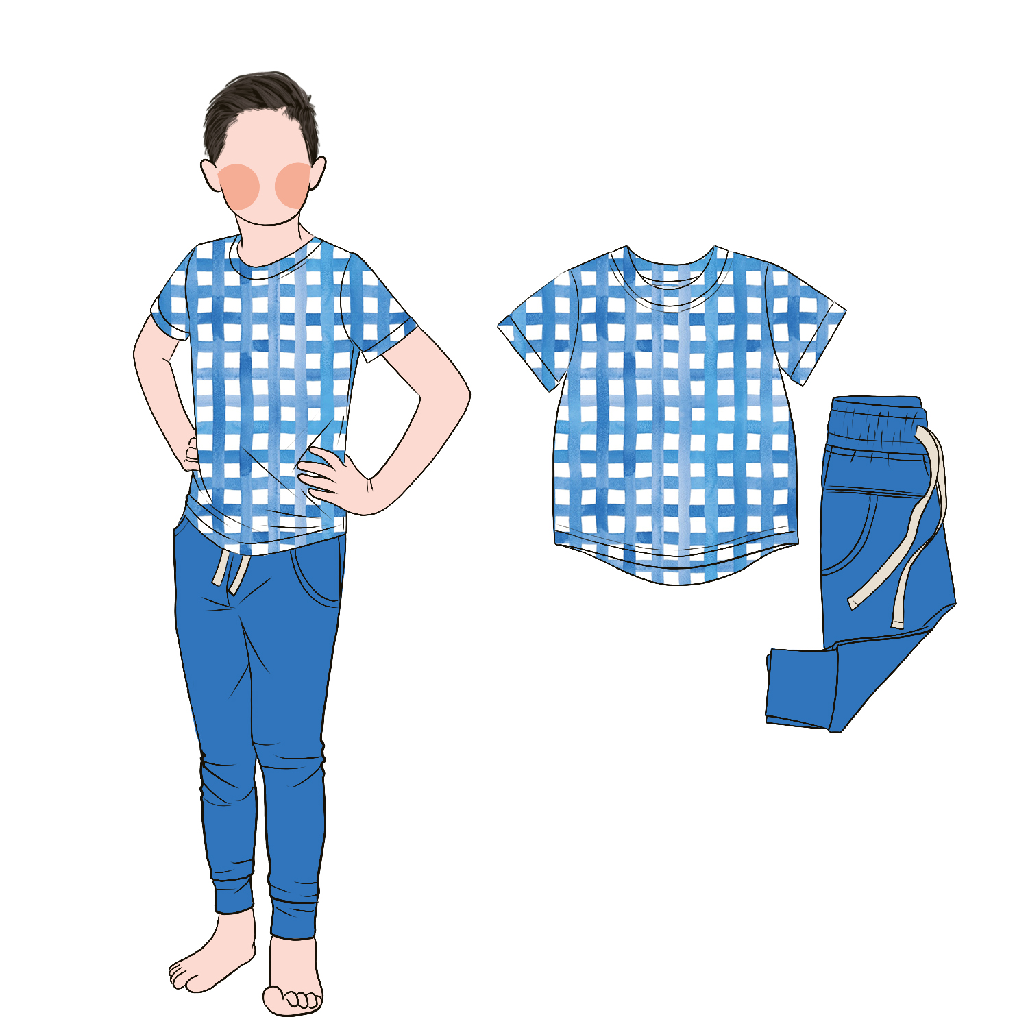 Milk Protein Fiber Boy Toddler Boys Clothing Sets 2pc Plaid Children Shorts Sleeve Shirt With Drawstring Pants Set - Image 5