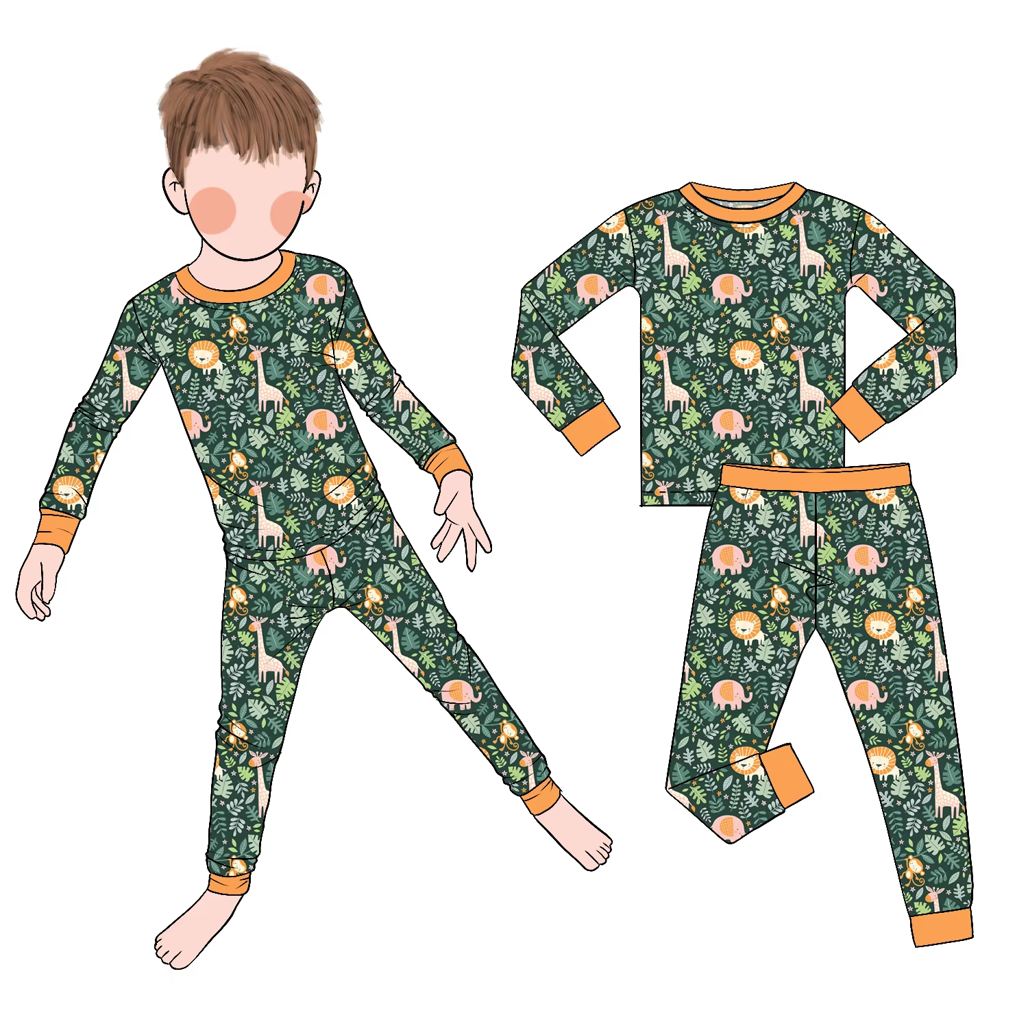 High Quality Comfortable Latest Hot Sale Custom Bamboo Fiber Kids Long Sleeve Pants Spring Autumn Set Toddler Sleepsuit Clothes - Image 6