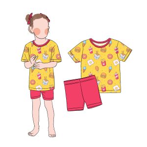 Low Price Sweet Style Short Sleeves T-Shirt and Short Pants Brushed Milk Protein Fiber 2pc Girl Cloth Set for Daily Wear