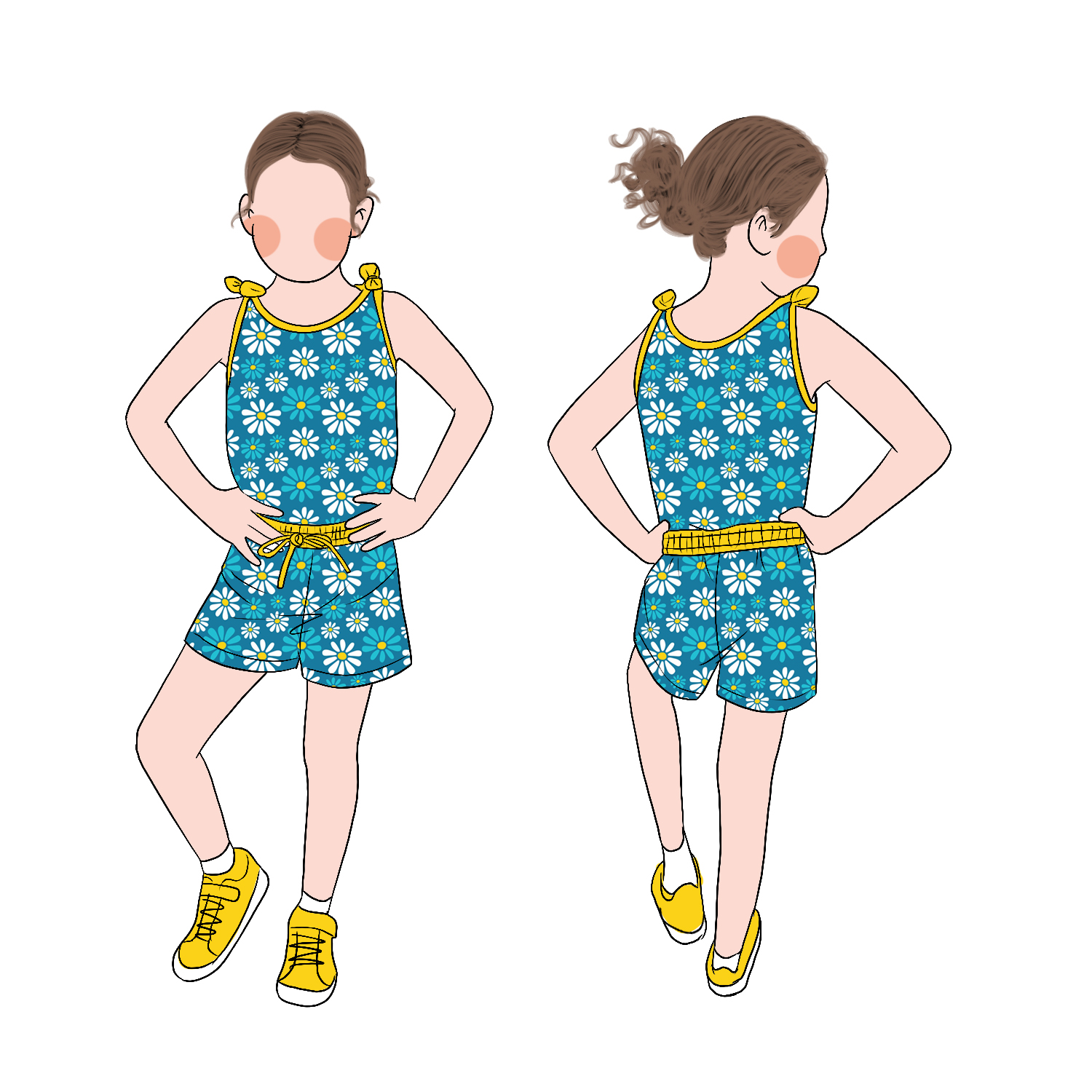 High Quality Girls Tank Sleeveless Top Shorts Romper Bow Shoulder Strap Summer Outdoor Play Romper - Image 4