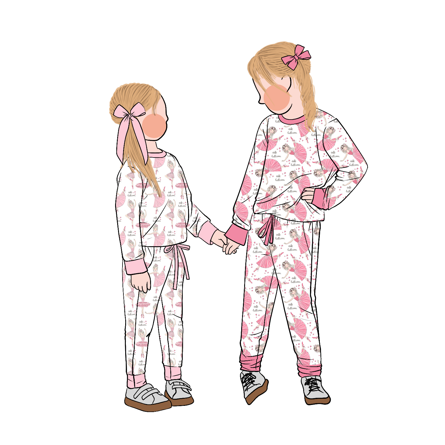 Custom Kids Toddler Baby Girl Custom Color Brushed Milk Silk Ballerina Print Girls Pants Set Outfit Suit Kids Sports Set