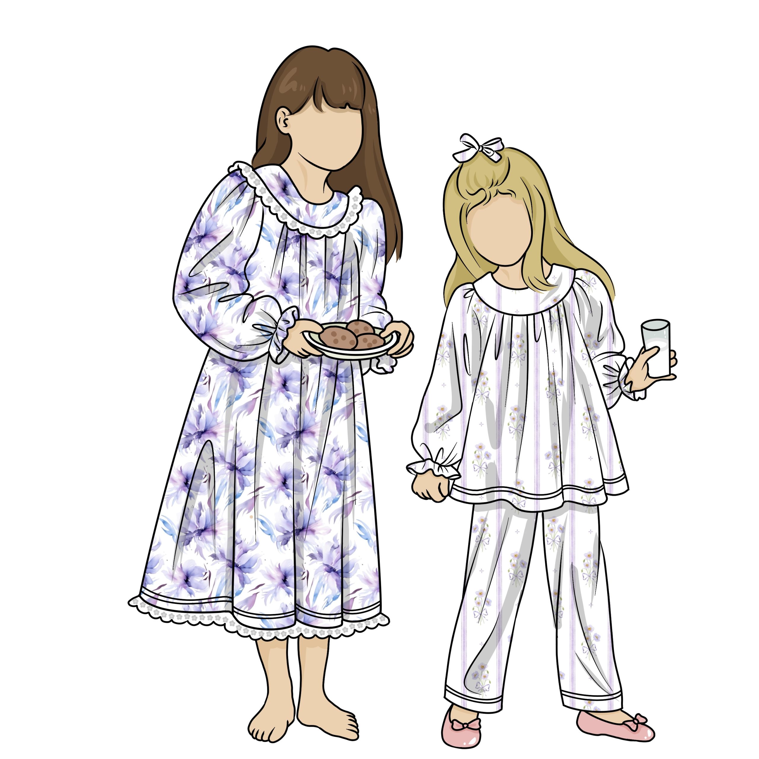 High Quality Popular Custom Printed Long Sleeve Shirt and Pant Baby Girls Clothing Sets Kids Night Wear Girls Nightgown - Image 2