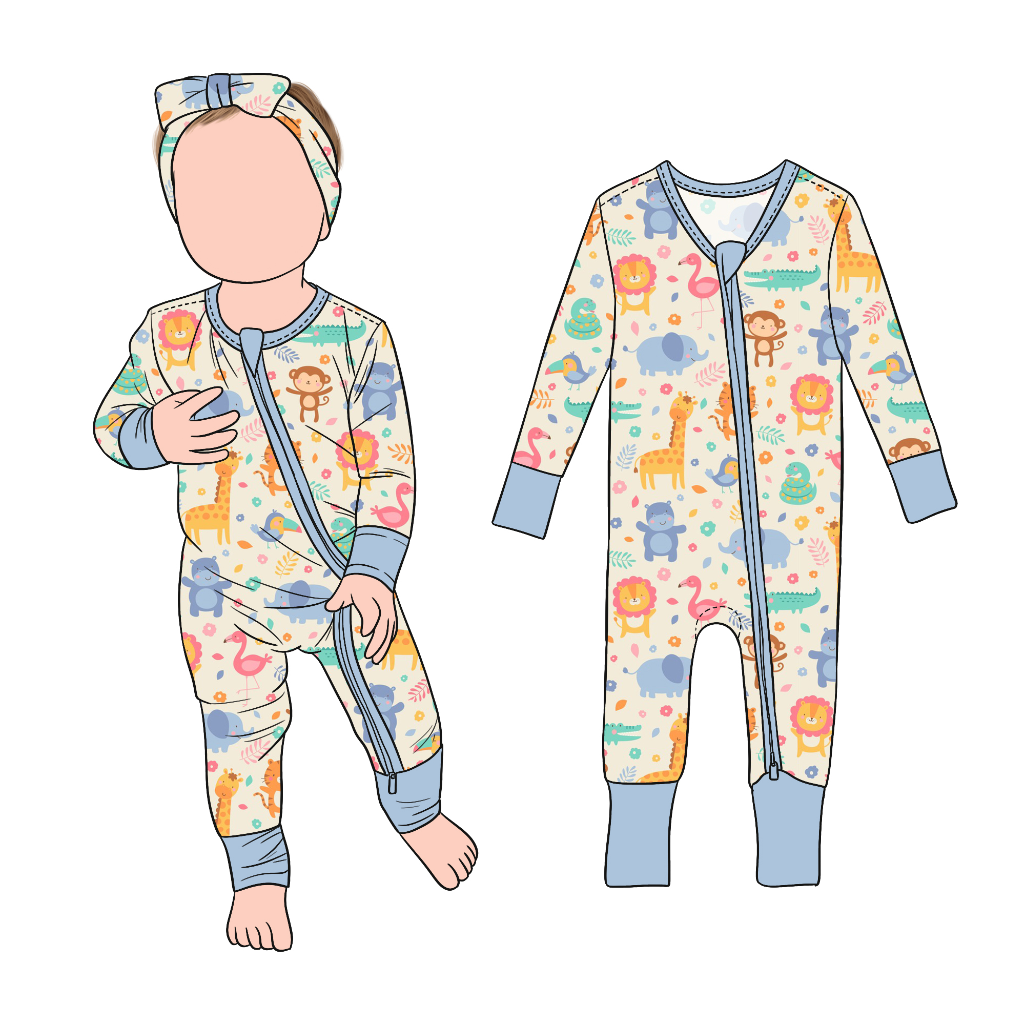 Factory Directly Wholesale Simple Printed Bamboo Stretchy Baby Convertible Romper for Toddler Kids - Image 6