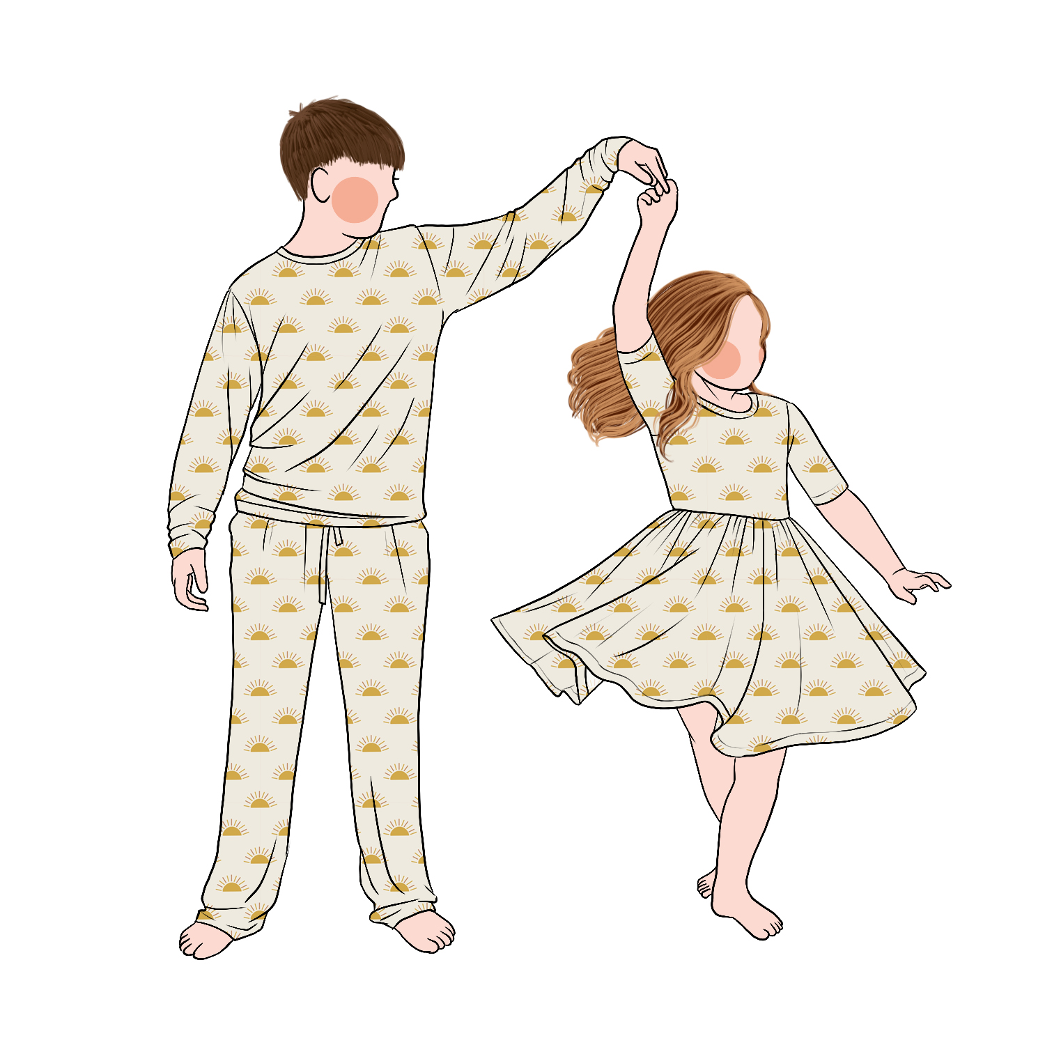 Wholesale Milk Protein Fiber Protein Fiber Flutter Long Sleeves Boy 2pc Set Match Girl Twirl Dress for Casual Wear - Image 5