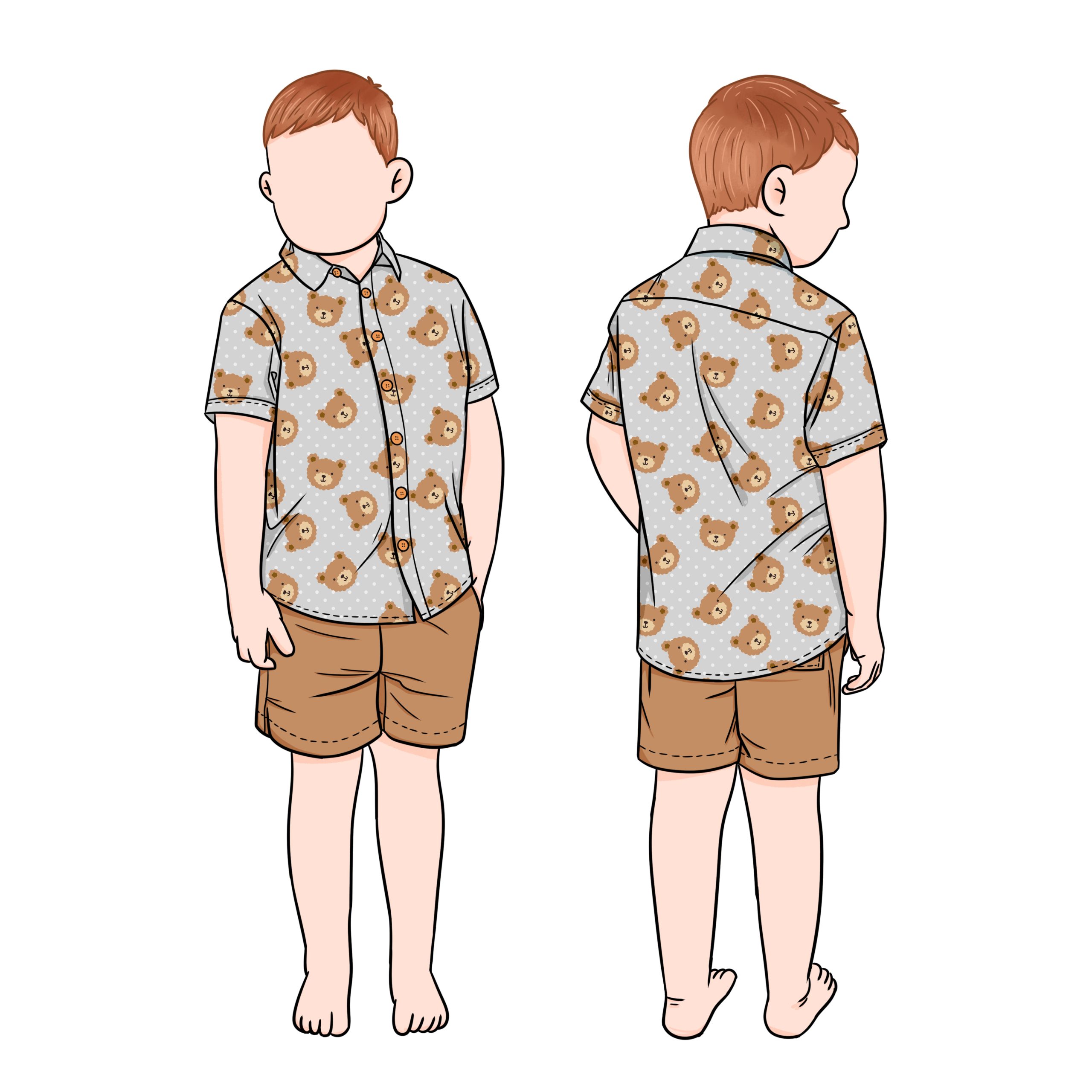 OEM Top Quality Quick Dry Summer Custom Printed Long Sleeve Front Buttons Polo T-shirt and Shorts Baby Boys Clothing Sets - Image 6