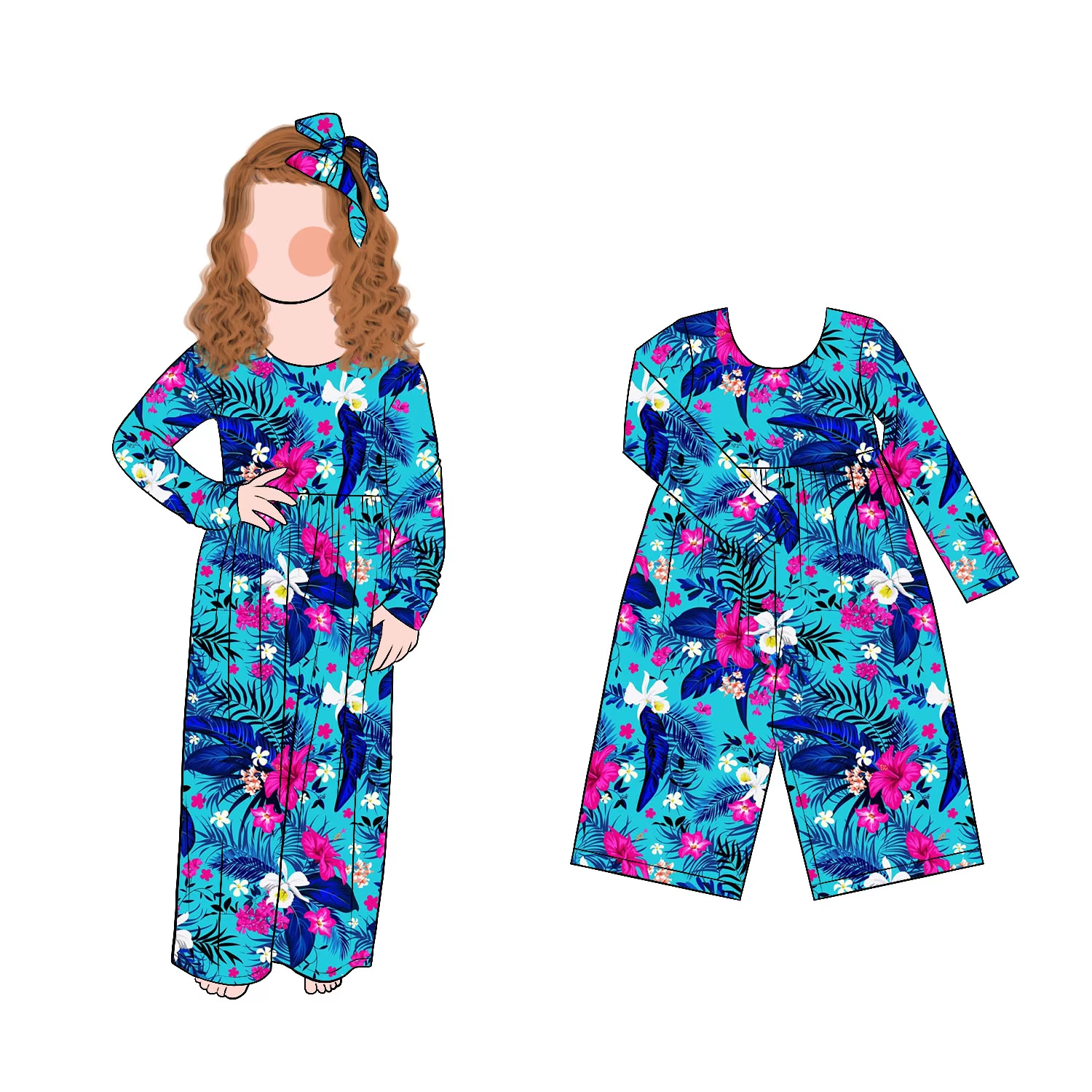 Wholesale Fashionable Causal Comfortable Floral Print Girls Leggy Jumpsuit Playwear Girls Leggy Romper - Image 5