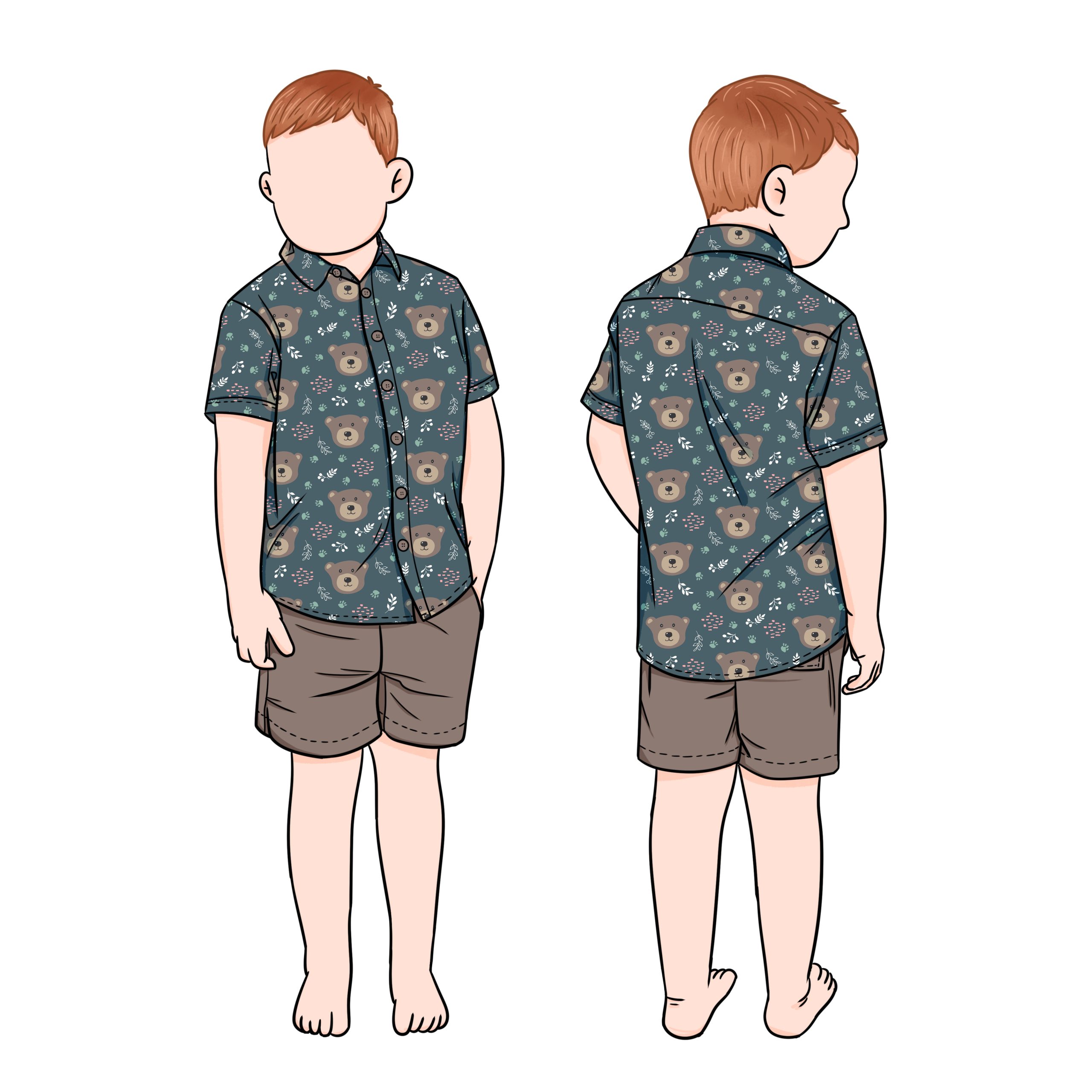 OEM Top Quality Quick Dry Summer Custom Printed Long Sleeve Front Buttons Polo T-shirt and Shorts Baby Boys Clothing Sets - Image 2