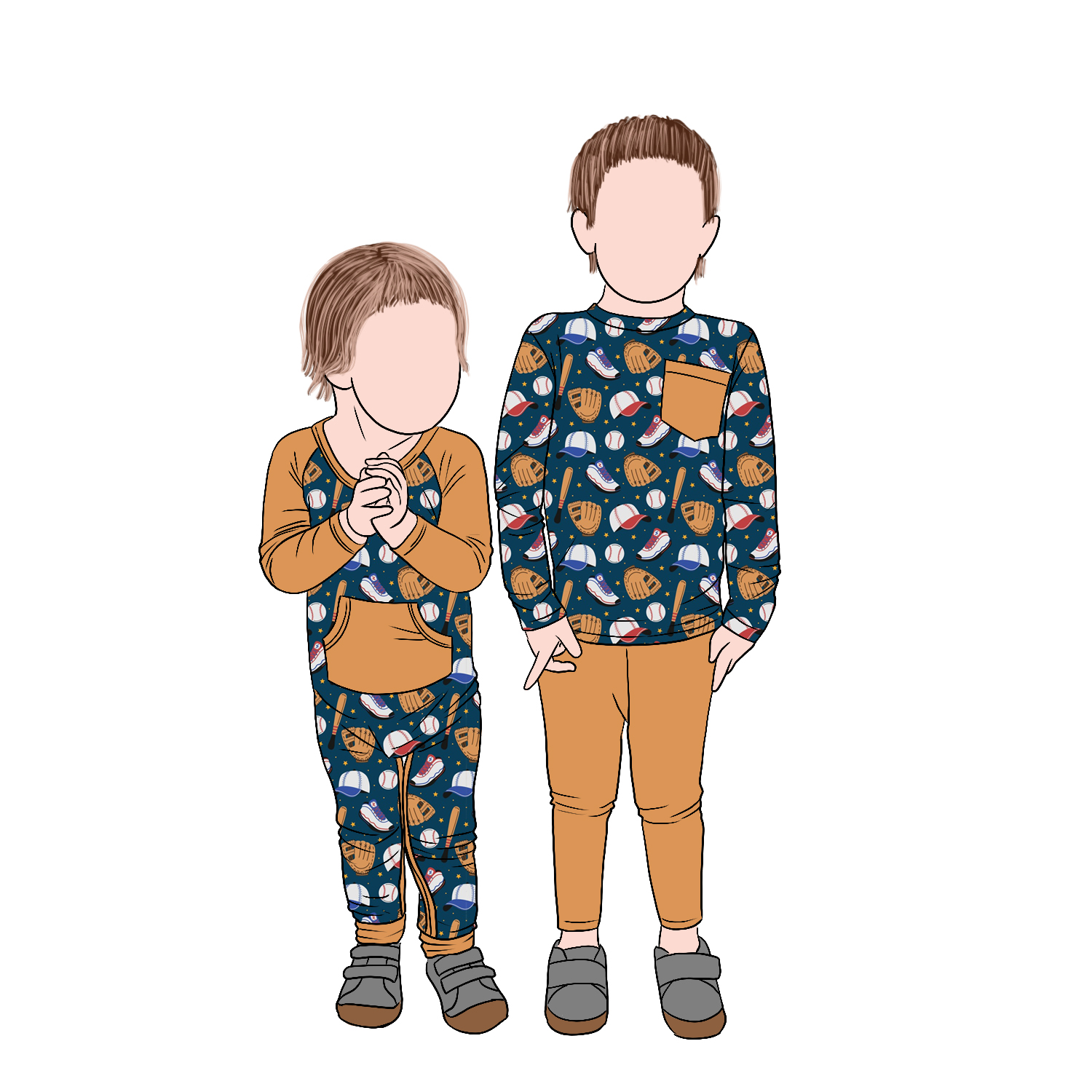 Wholesale Children Long Sleeves Bamboo Bottom Zipper Front Pocket Overalls Clothing Set for Kids Boys - Image 5