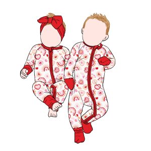 Hot Selling Custom Bamboo Long Sleeve Zipper Romper for Baby Kids Autumn Casual Pajamas Sleepwear with Matching Color Print