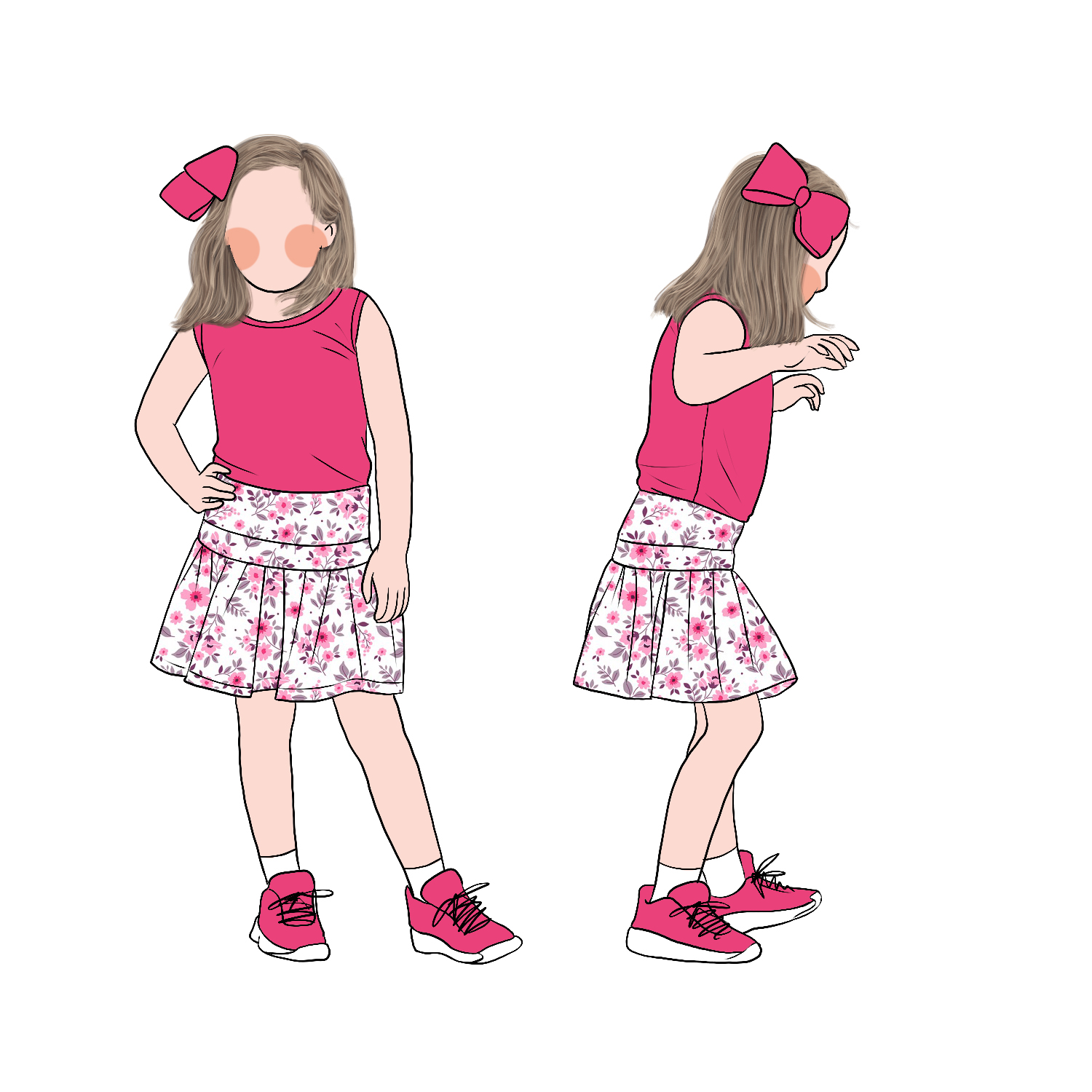 Wholesale Custom Pretty Popular Soft Cool Girls Solid Tank Top Matching Floral Skirt Dress Set for Kids Girls - Image 3