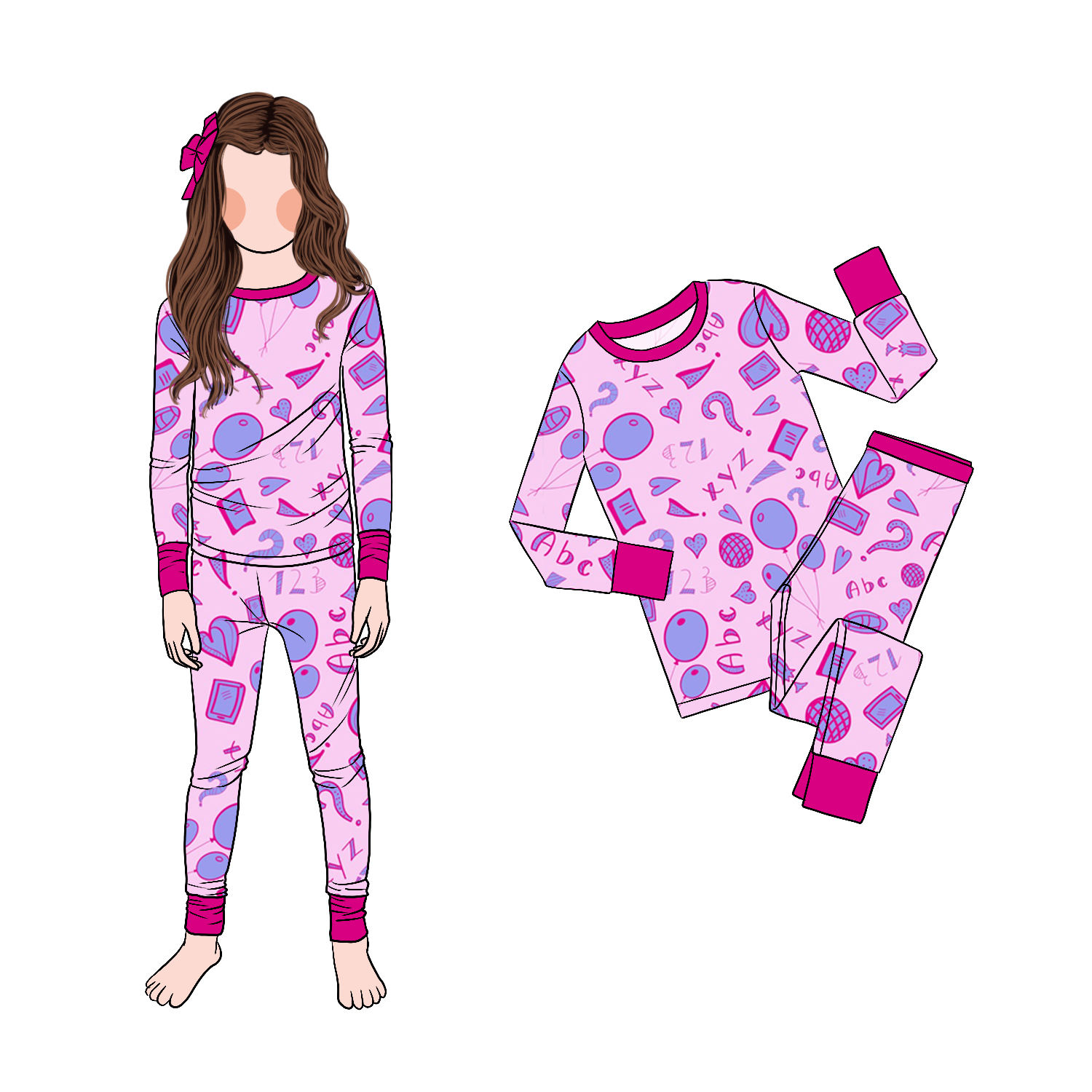 China Manufacturer Boutique Milk Protein Fiber Baby Girls O-neck Sleepwear 2pcs Long Sleeve Kids Pajamas - Image 4