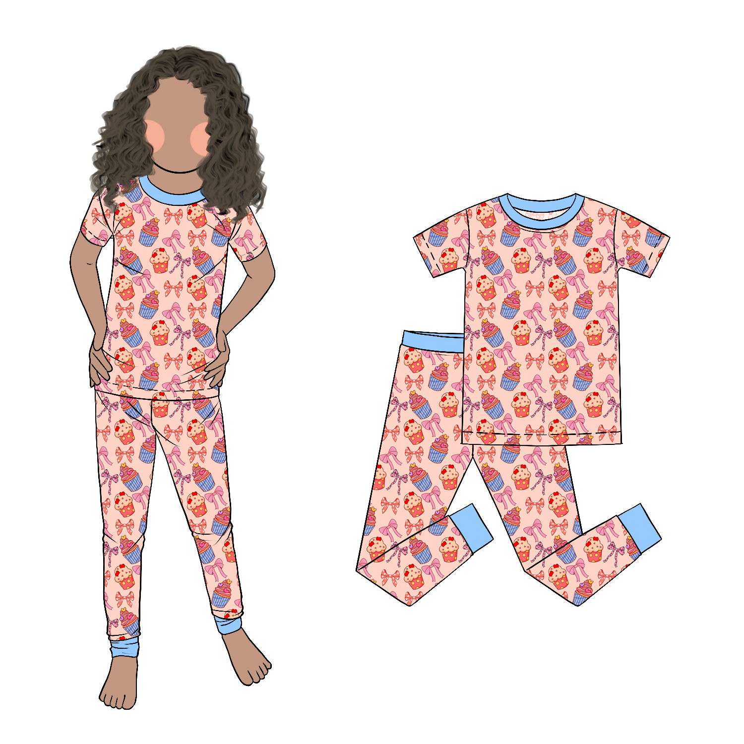 New Arrived High Quality Short Sleeve and Pants Organic Bamboo Fabric Toddler Outfit Sleepwear Girls Boutique Spring Set - Image 3