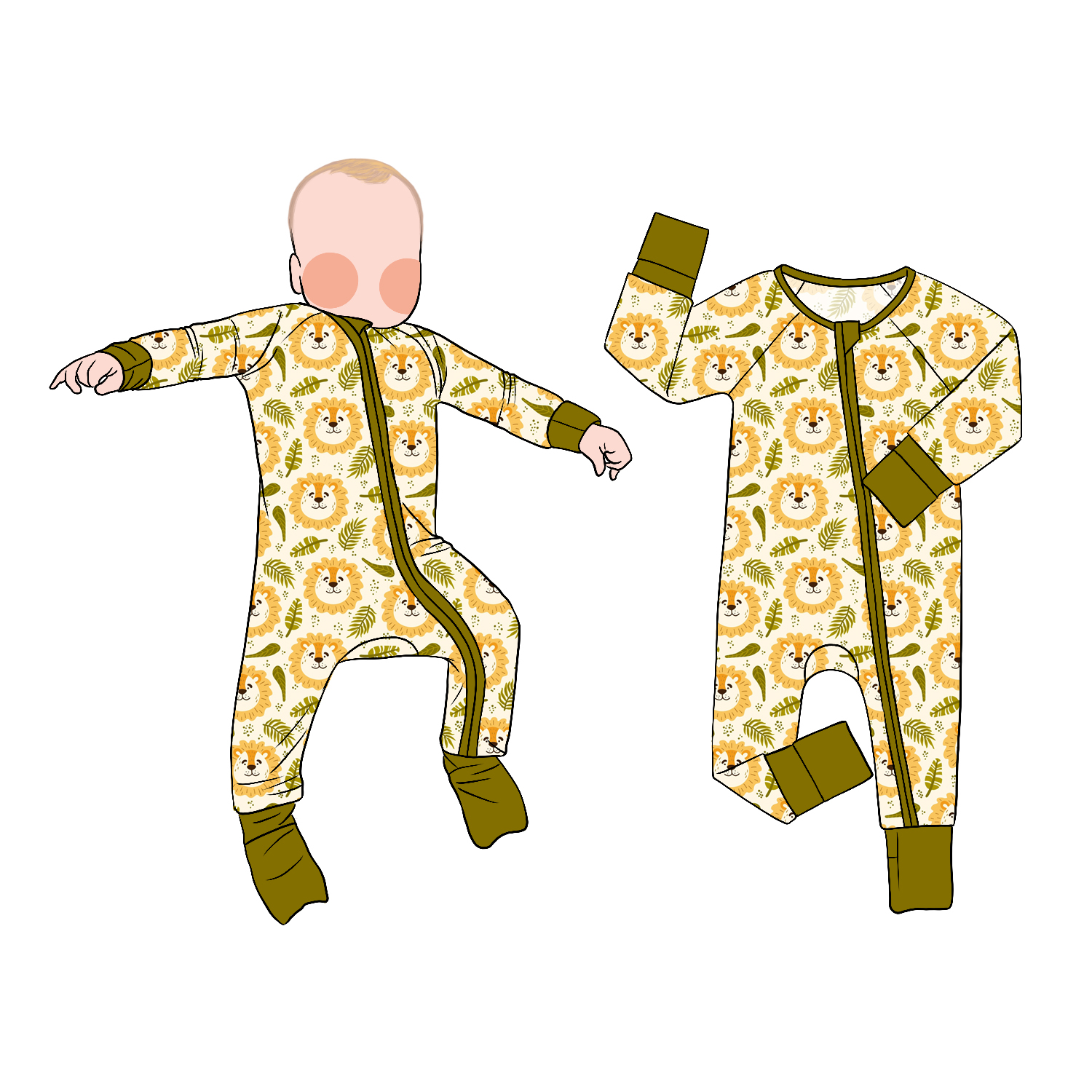 Hot Selling Custom Butter-Soft Bamboo Zipper Romper Casual Print Baby Pajamas for Kids - Image 3