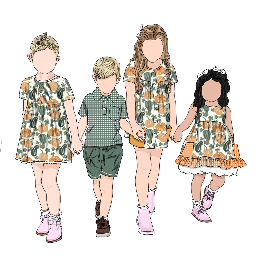 Summer Outside Wear Breathable Short Sleeve T-shirt and Skirt Borther and Sister Cloth Set Colorful Print Family Cloth Set - Image 3