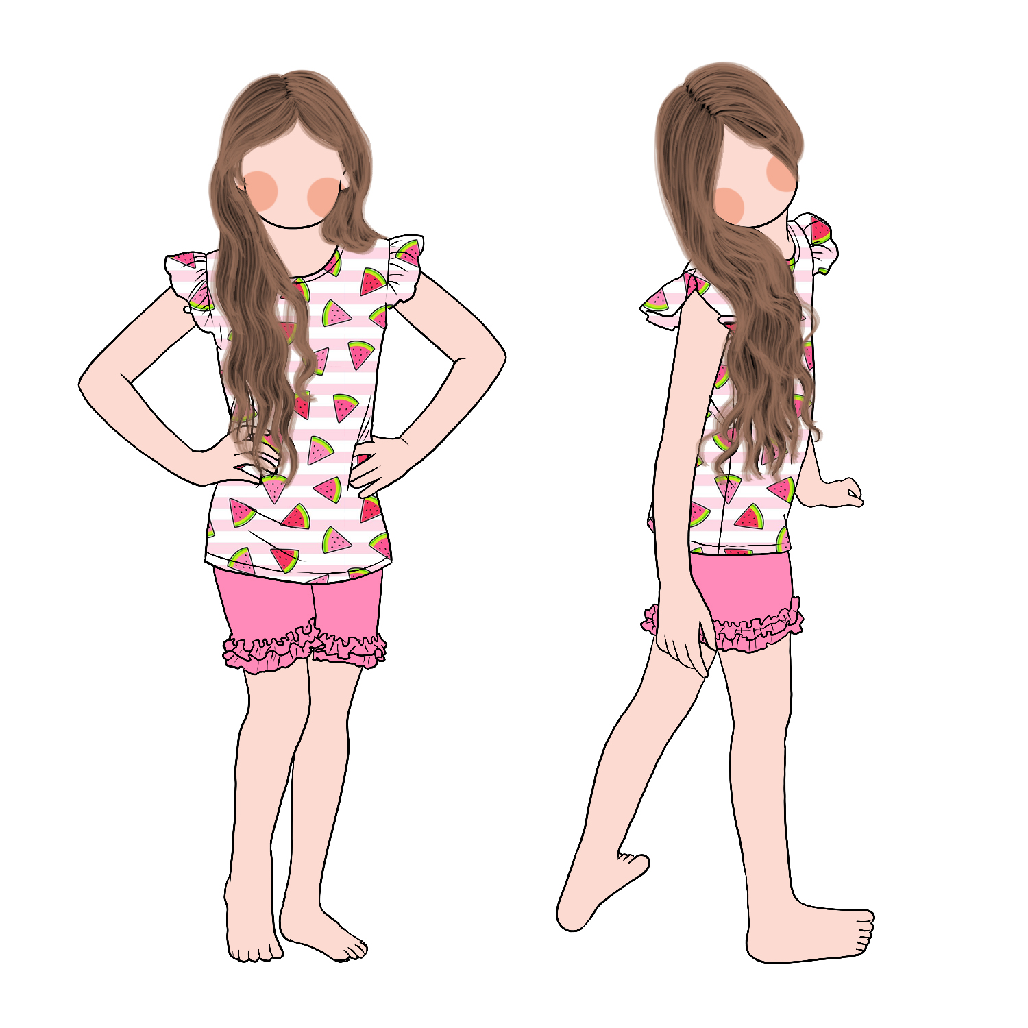 Good Quality Promotional Fashion Girls Flutter Sleeves Top and Ruffle Shorts Unique Design Summer Clothing Set - Image 3