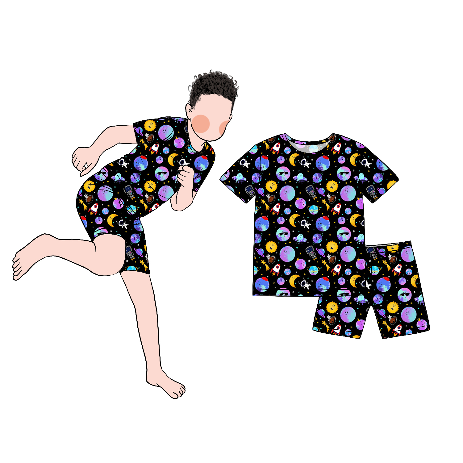 Custom Wholesale 2pcs Print Bamboo Summer Boy Top With Shorts Set Boy Clothing Set for Football Basketball Sports Wear - Image 5