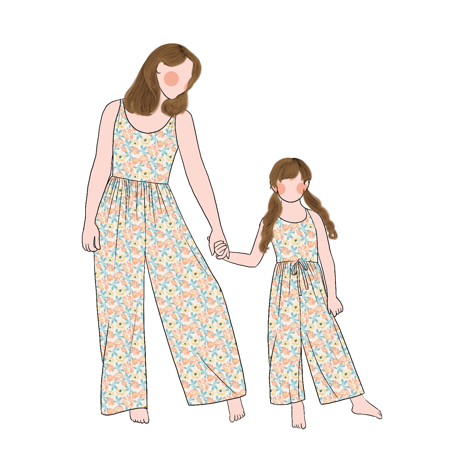 Wholesale Milk Protein Fiber Mommy and Me Summer Shoulder Straps Jumpsuit Girls Leggy Romper Family Matching Outfits - Image 6