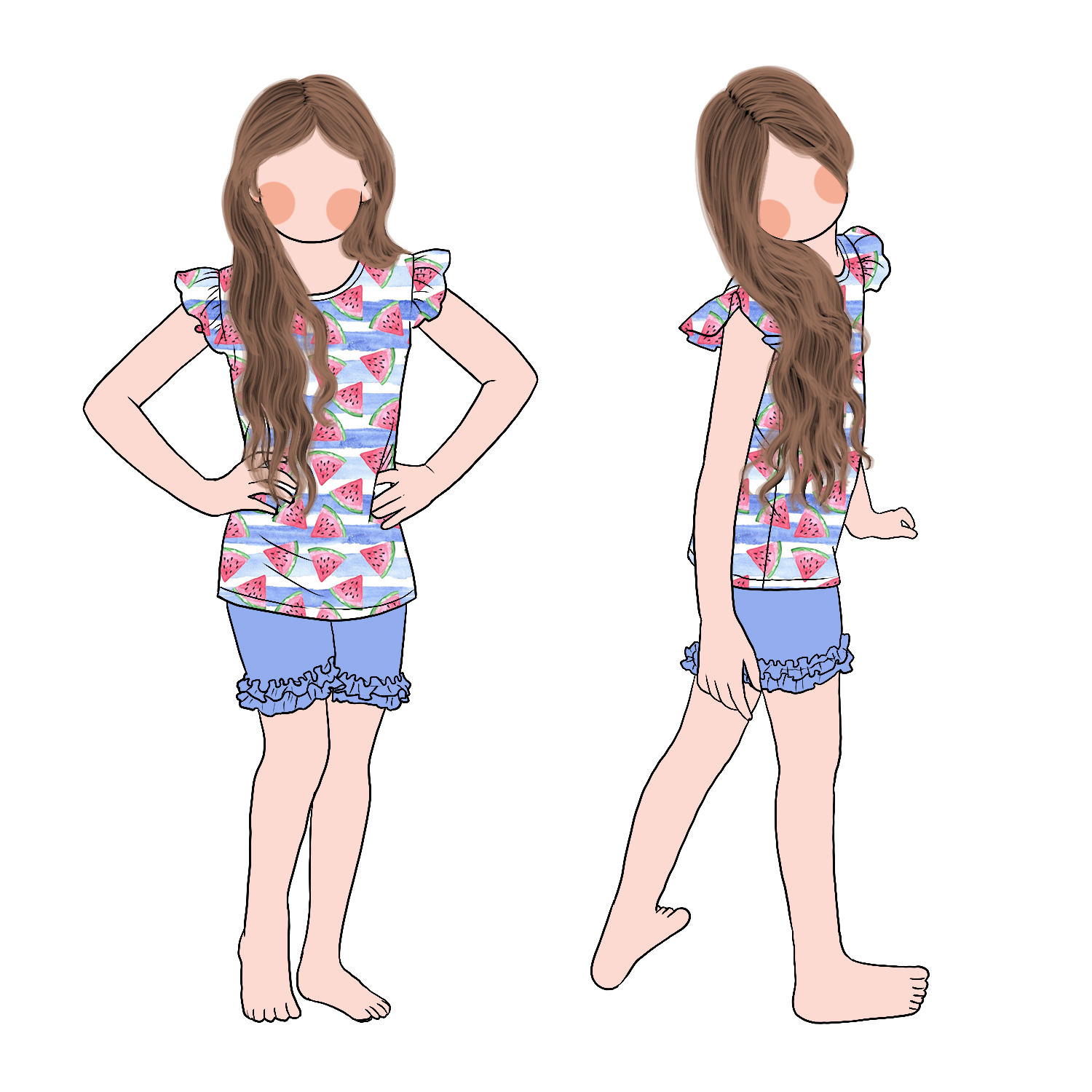 Good Quality Promotional Fashion Girls Flutter Sleeves Top and Ruffle Shorts Unique Design Summer Clothing Set - Image 4