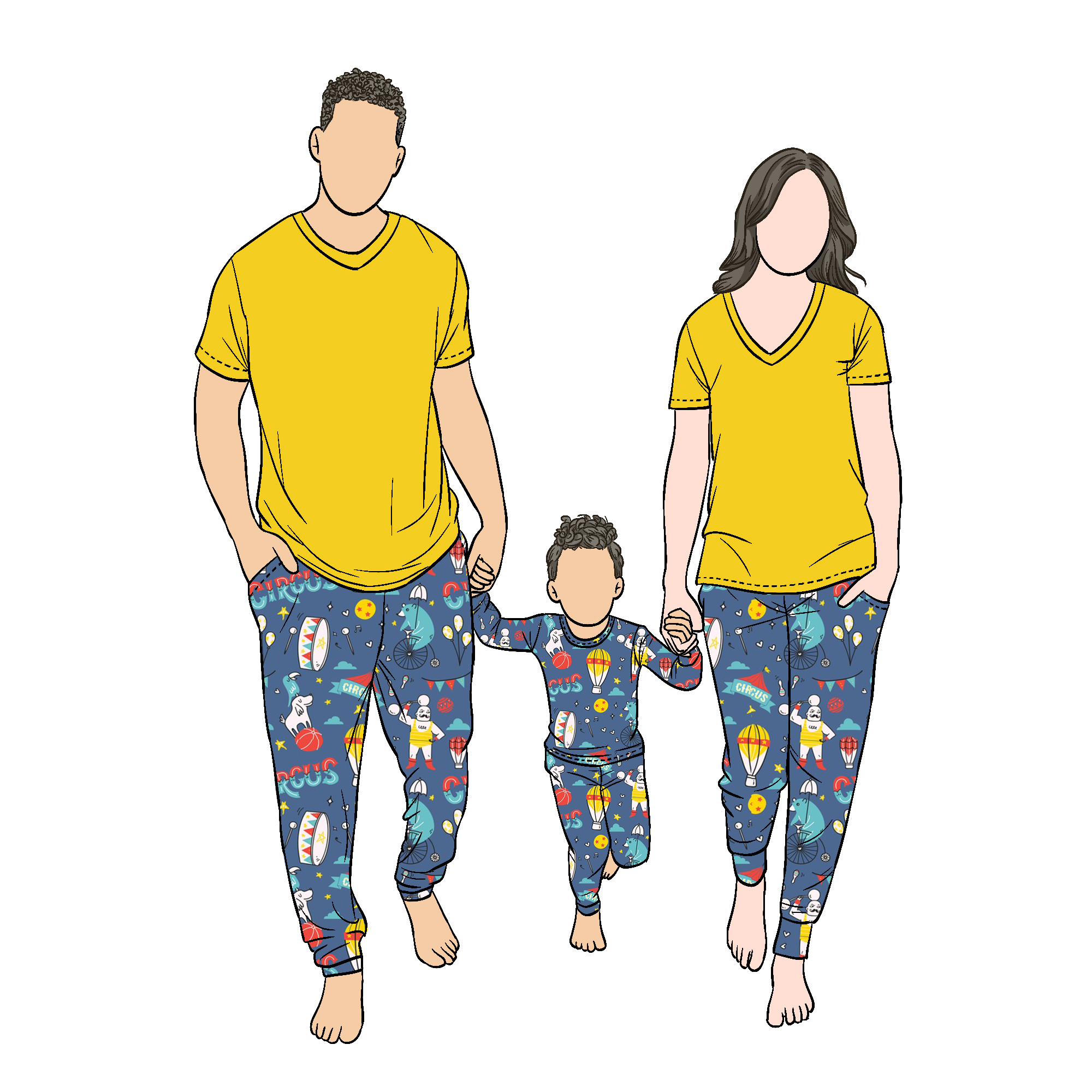 New Design High Quality Soft Summer Family Matching Pajamas Circus Print Kid Pajamas for Kids 2pc Sleepwear Set - Image 3