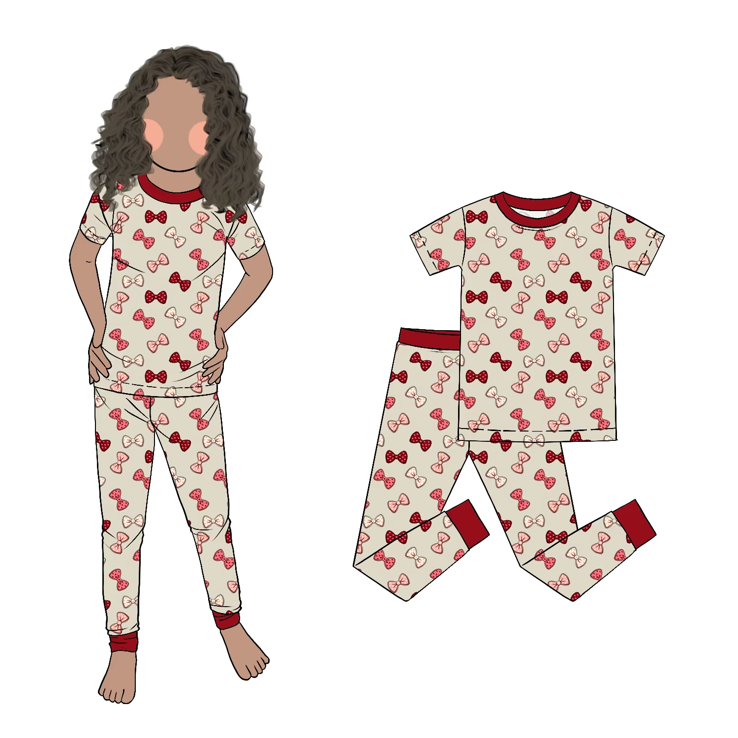 New Arrived High Quality Short Sleeve and Pants Organic Bamboo Fabric Toddler Outfit Sleepwear Girls Boutique Spring Set - Image 5