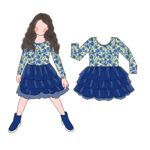 Wholesale Price New Style Rose Pattern Long Sleeves Tulle Princess Dress Suitable for Autumn Daily Dressing