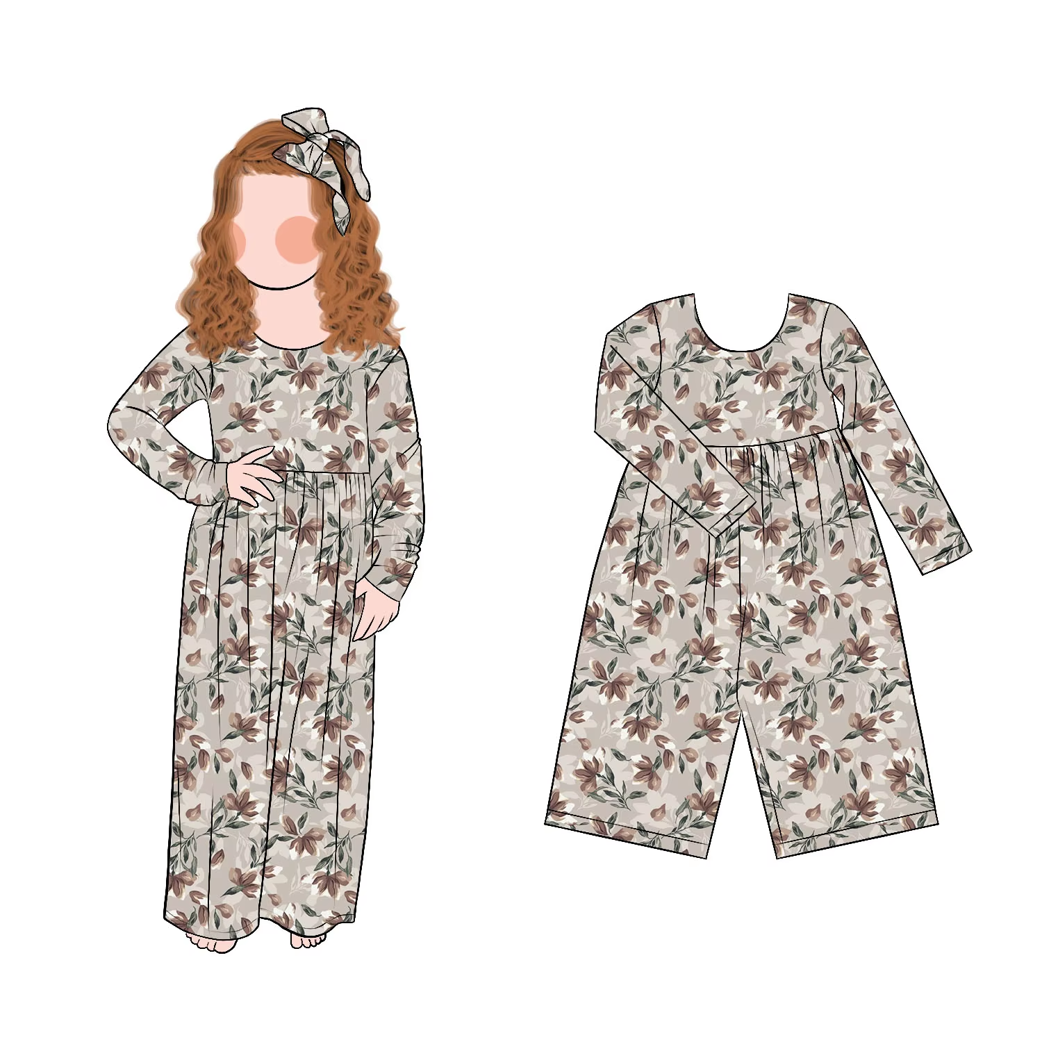 Wholesale Fashionable Causal Comfortable Floral Print Girls Leggy Jumpsuit Playwear Girls Leggy Romper - Image 2