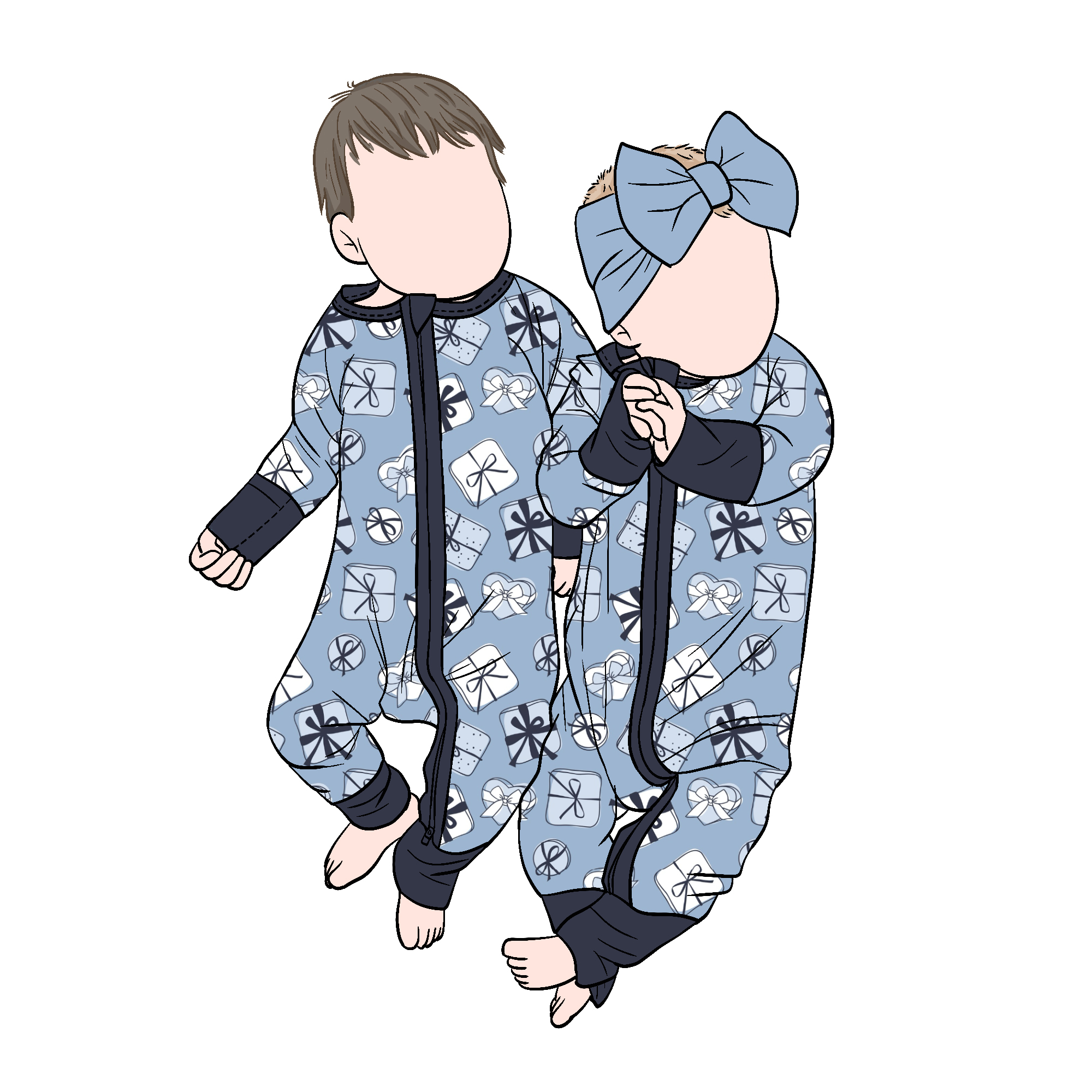 Custom Bamboo Baby Romper Long Sleeve Sleepers 2-Way Zipper Closure Romper Toddler Baby Kids Pajamas - Image 2