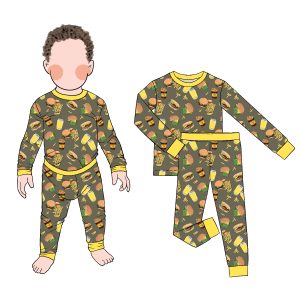 Good Quality Long Sleeve and Pants Two-piece Pajamas Spring Autumn 2pc Set with Buttons Kids Pajamas