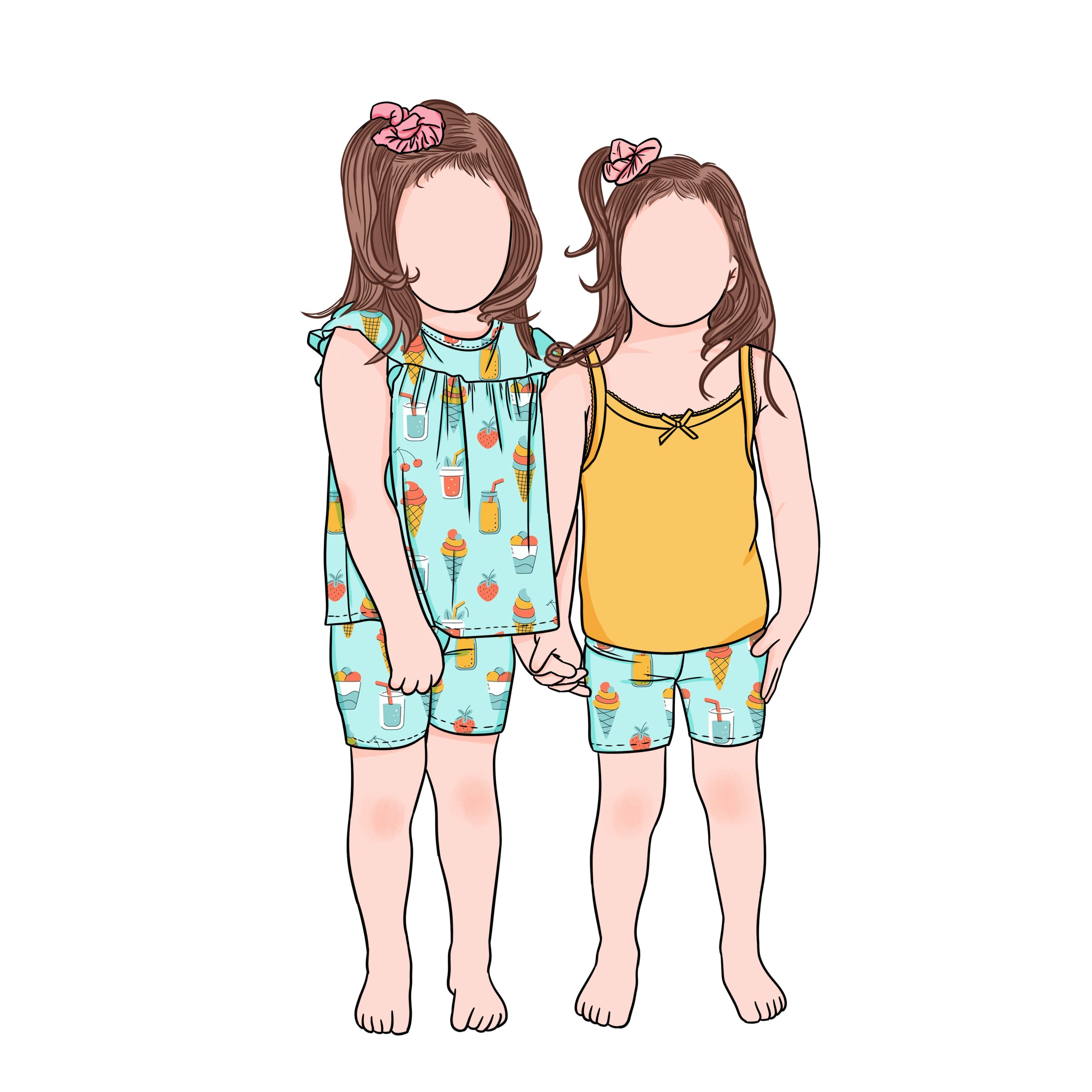 New Arrival Super Quality Sister Matching Summer 2pc Girls Shorts Set Printed Casual 2pcs Kids Girls Clothing Sets - Image 4