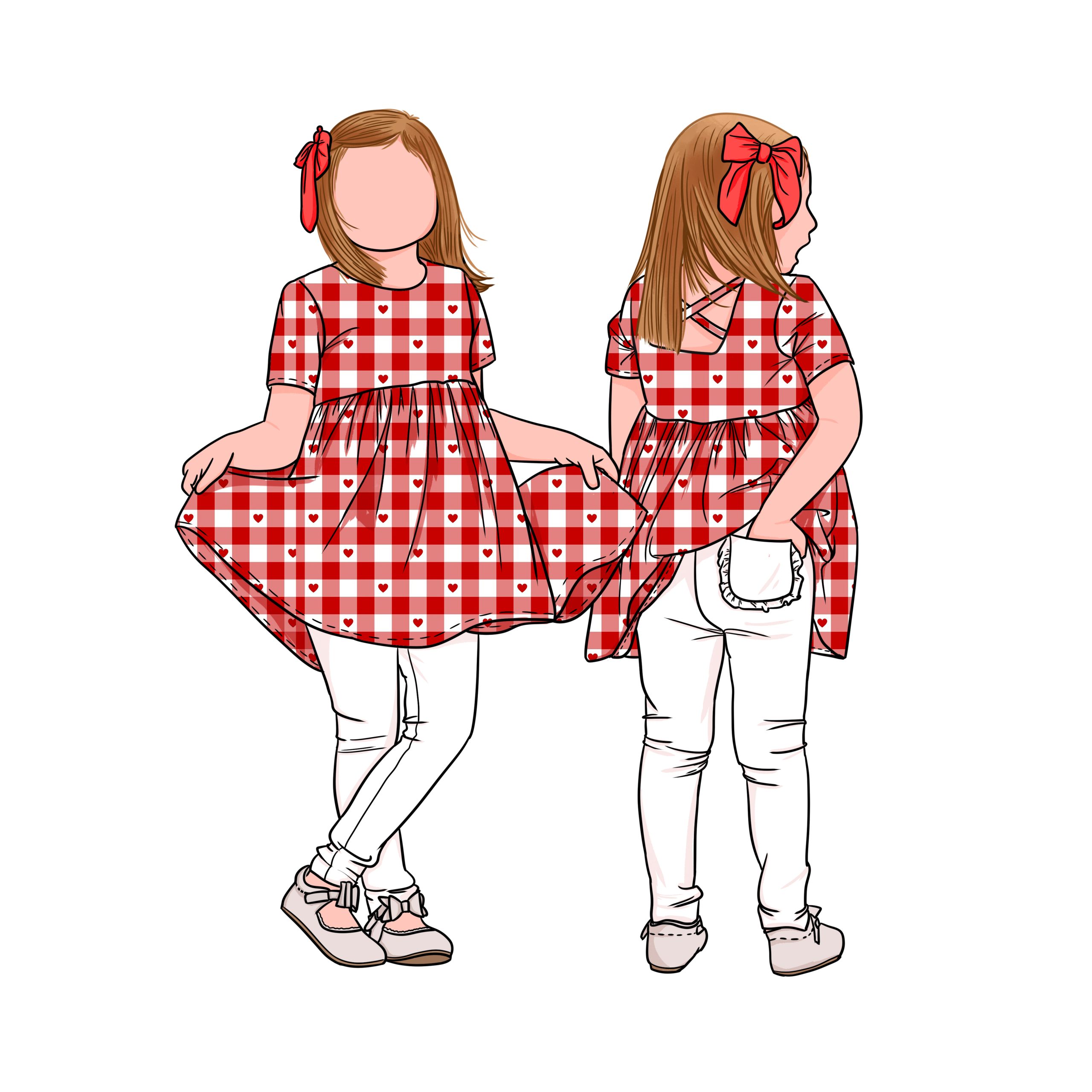 Custom Pattern Girls 2pc Play Set Back Ruffle Pocket Leggings Kids Girls Short Sleeves Tunic Set with Pants Girl Clothing Set - Image 4