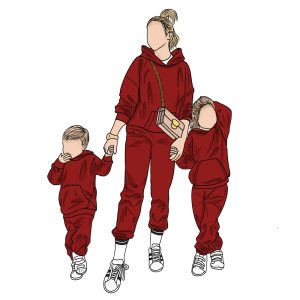3pcs/Set Custom Solid Color Milk Protein Fiber Hoodie Set Casual Mommy and Me Matching Family Outfits