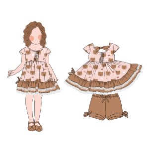 Top Quality Popular Summer Custom Printed Boutique Short Sleeve Ruffle Girl Tunic Set Baby Girls Clothing Sets