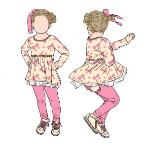 OEM Service Manufacturer Girl Long Sleeves Tunic Set Lace Top With Solid Color Pants Clothing Set for Kids and Children