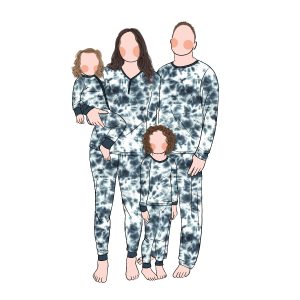 High Quality European American New Parent-Child Pajamas Tie-Dye Printing Bamboo Home Family Matching Set