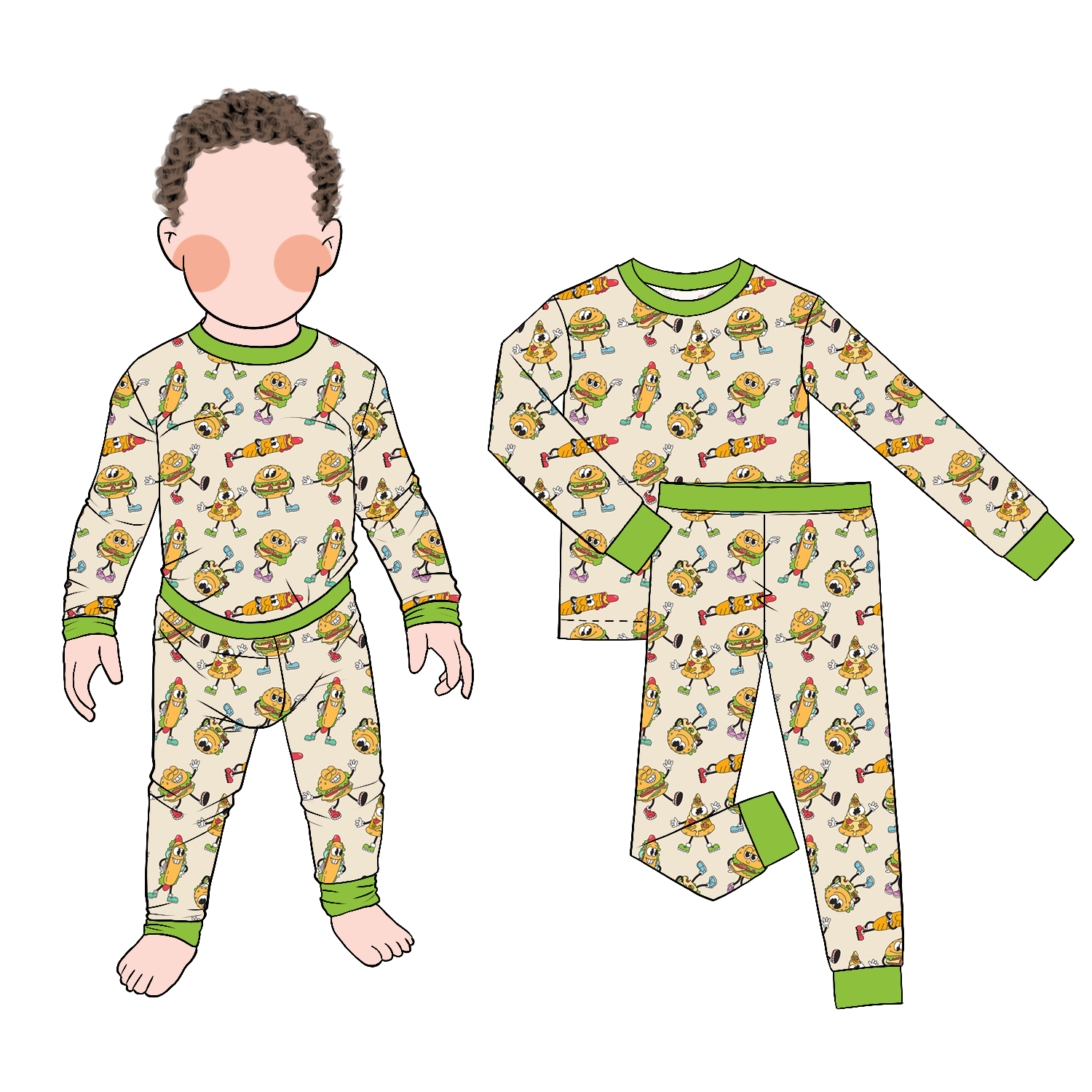 Good Quality Long Sleeve and Pants Two-piece Pajamas Spring Autumn 2pc Set with Buttons Kids Pajamas - Image 4