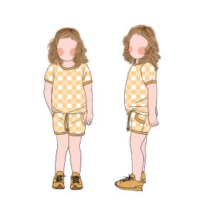 Custom Wholesale Gingham Milk Protein Fiber Outfit Summer Newborn Infant Toddler Kids Short Sleeve Girl's Clothing Set