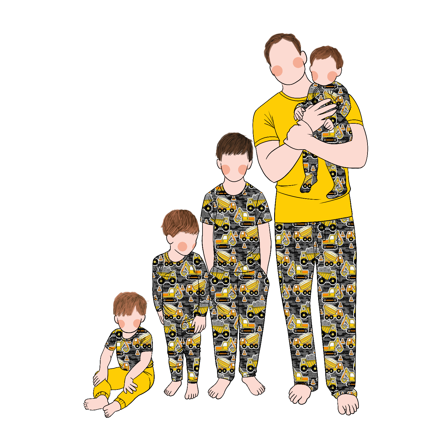 Wholesale High Quality 2pcs Printed Soft Short Sleeves Family Lounge Matching Clothing Sets Kids Adults - Image 4